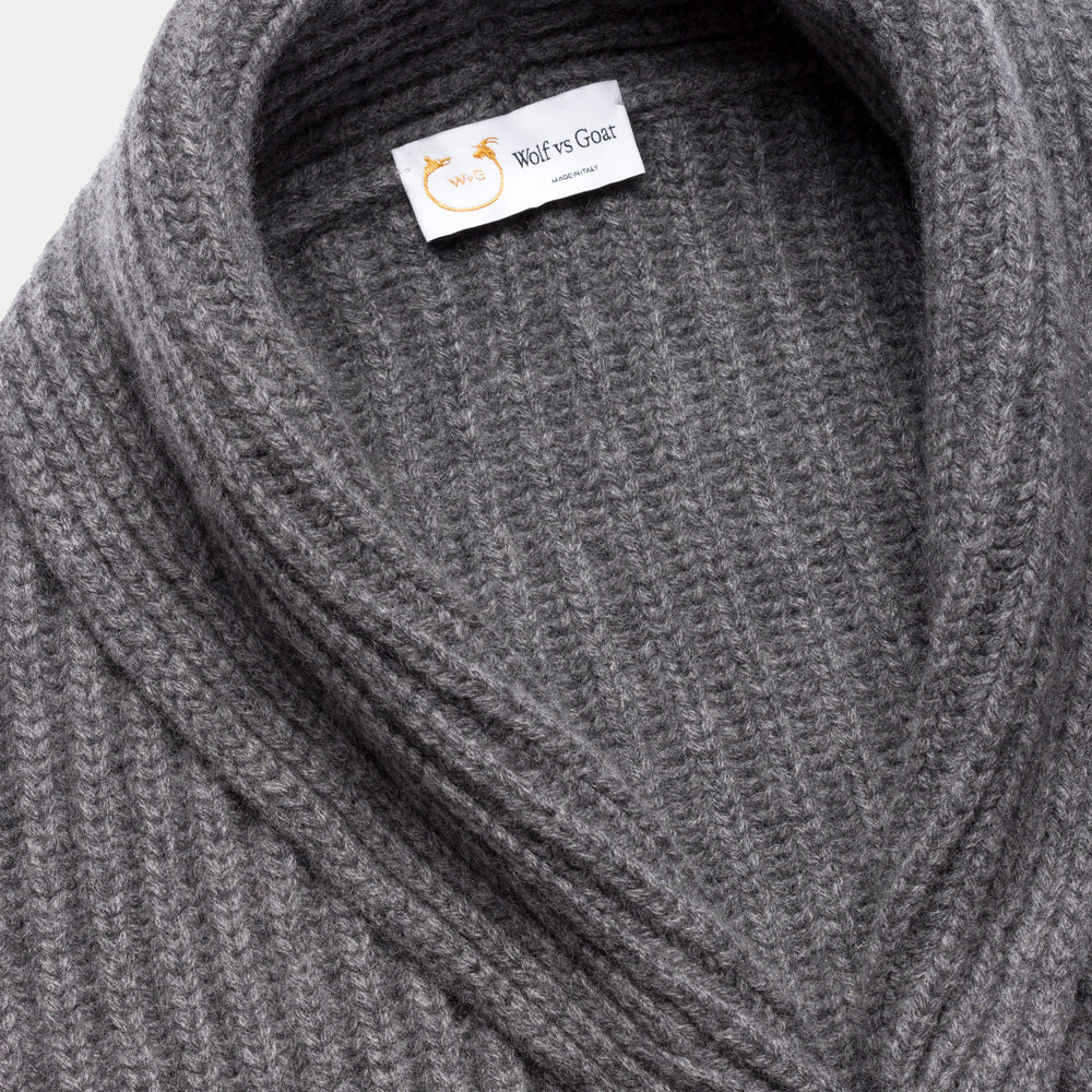 
                  
                    Cashmere Wool Chunky Shawl Collar Cardigan Grey
                  
                