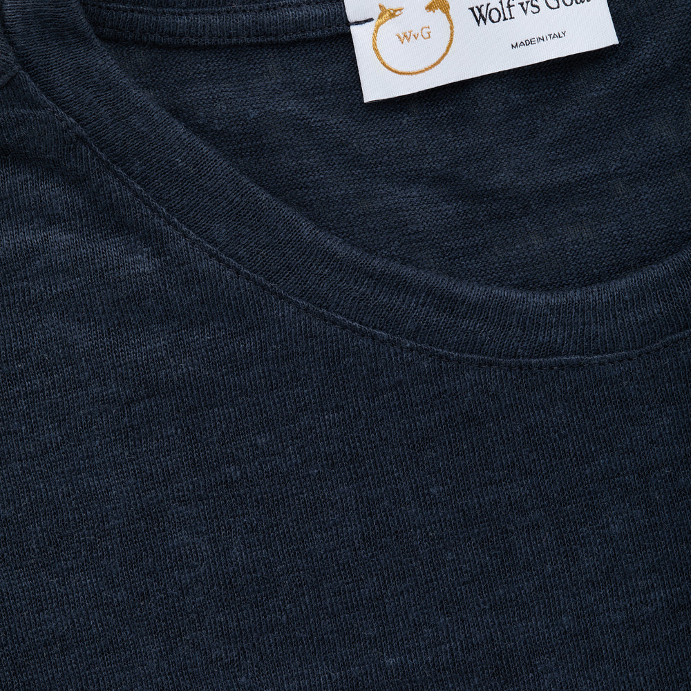 
                  
                    Short Sleeve Linen Crew Neck Tee-Shirt Navy
                  
                