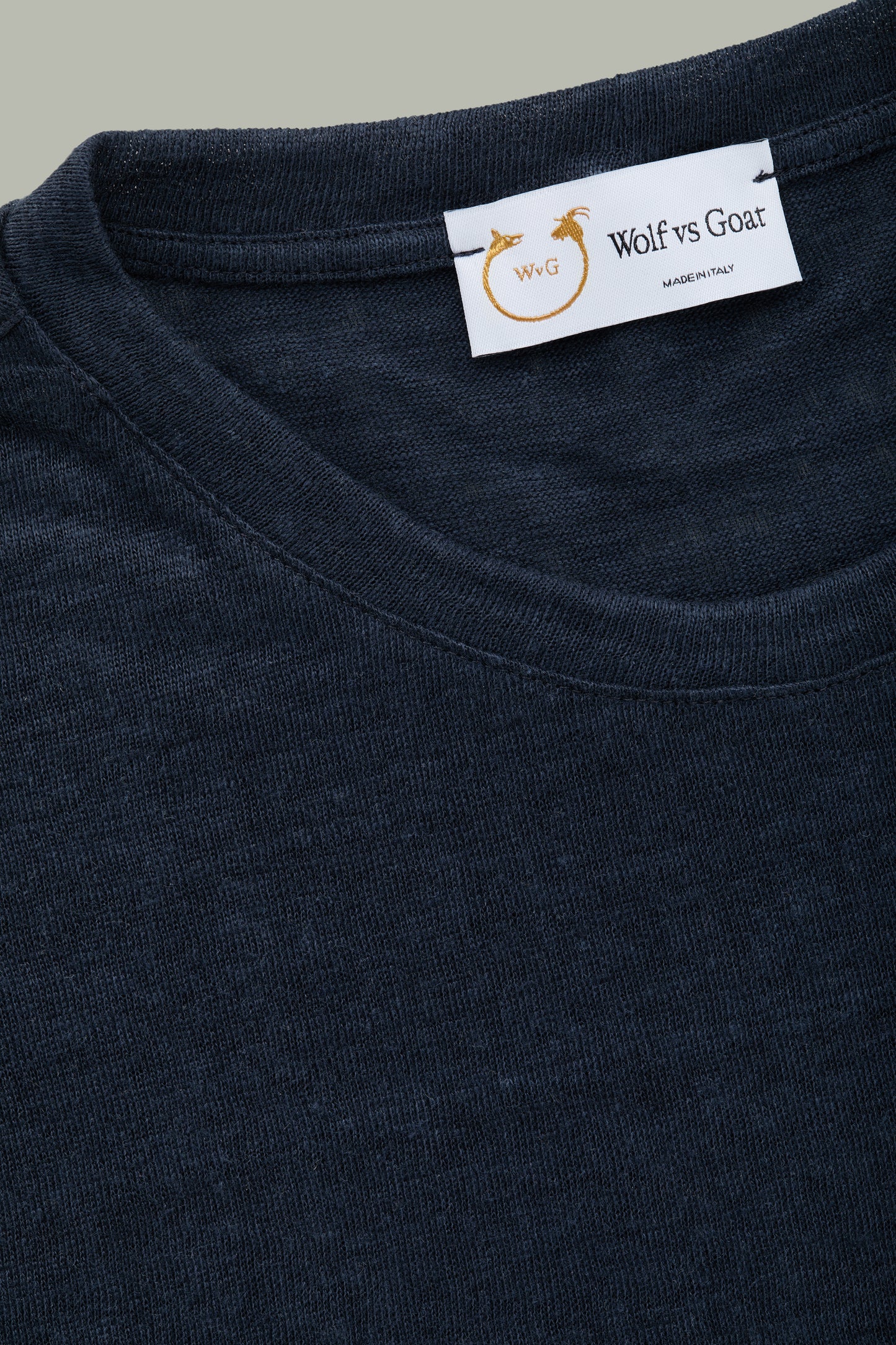 Short Sleeve Linen Crew Neck Tee-Shirt Navy