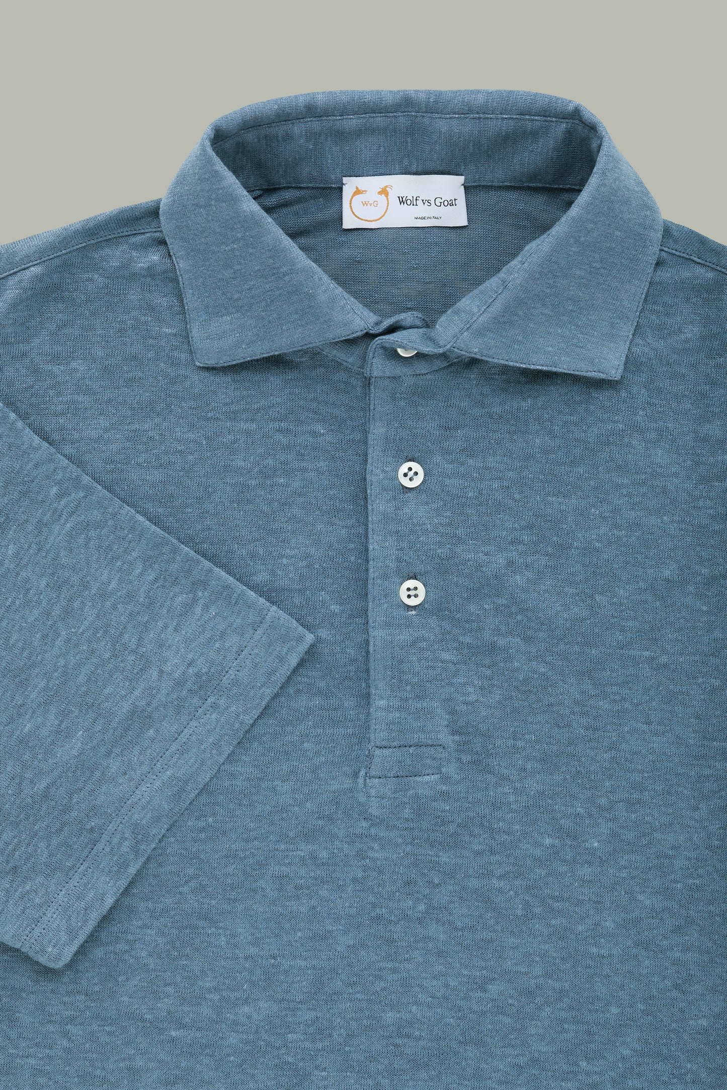 Short Sleeve Linen Polo Bluefin