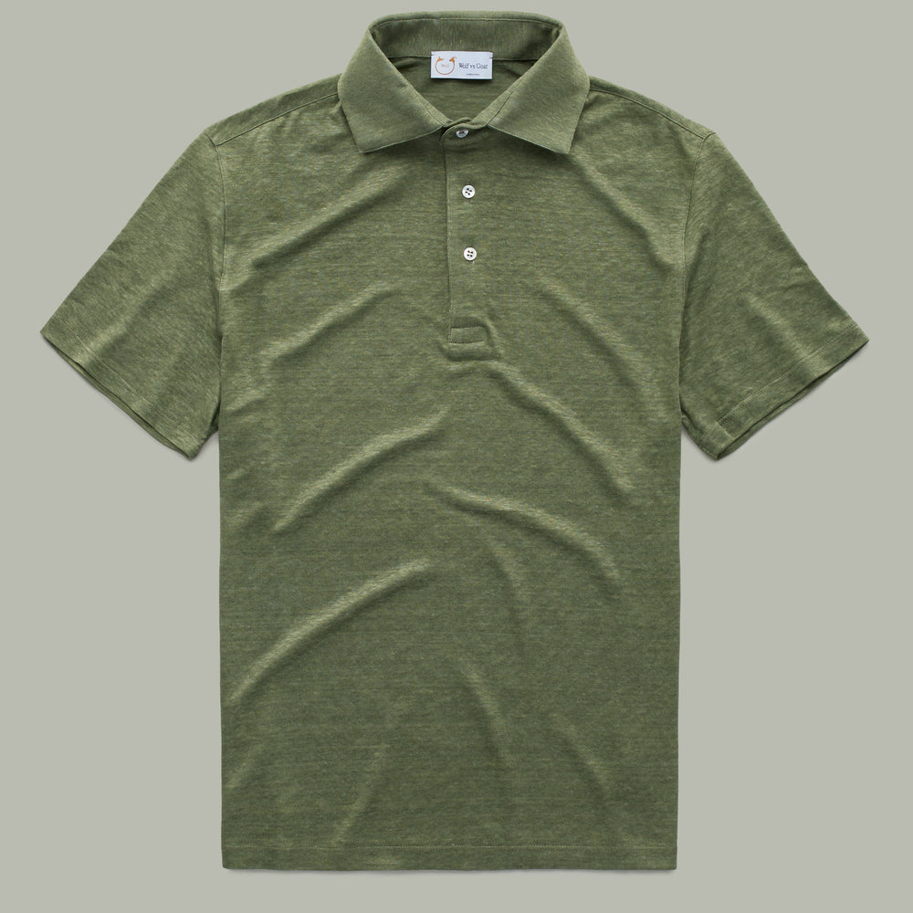 Short Sleeve Linen Polo Olive