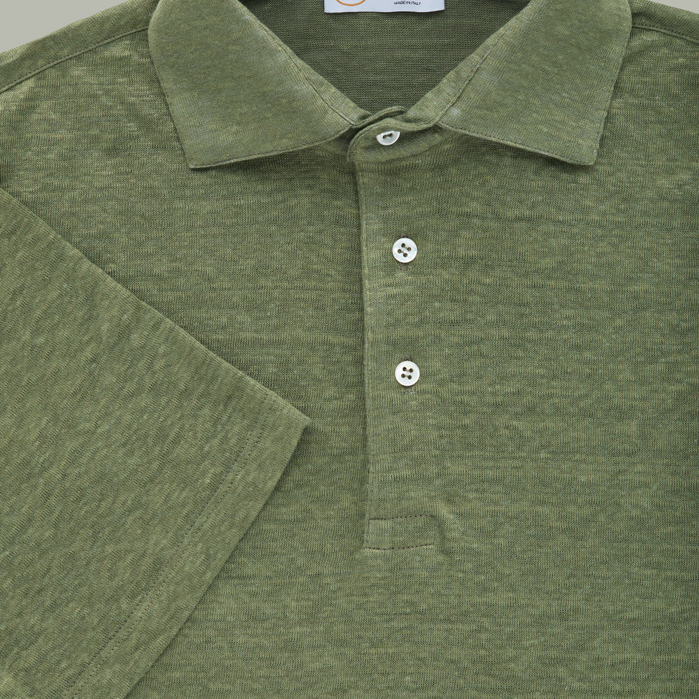 Short Sleeve Linen Polo Olive