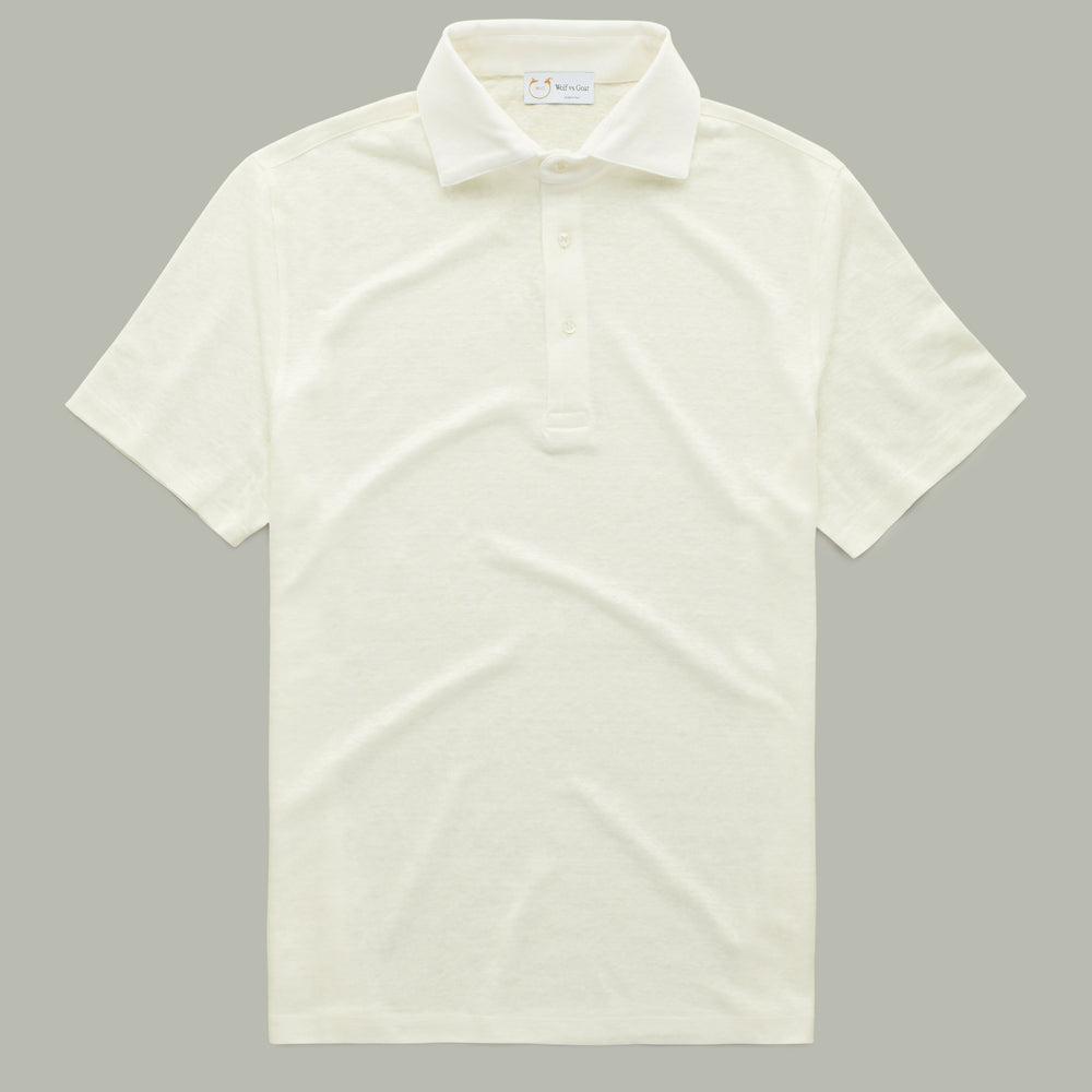 Short Sleeve Linen Polo Panna