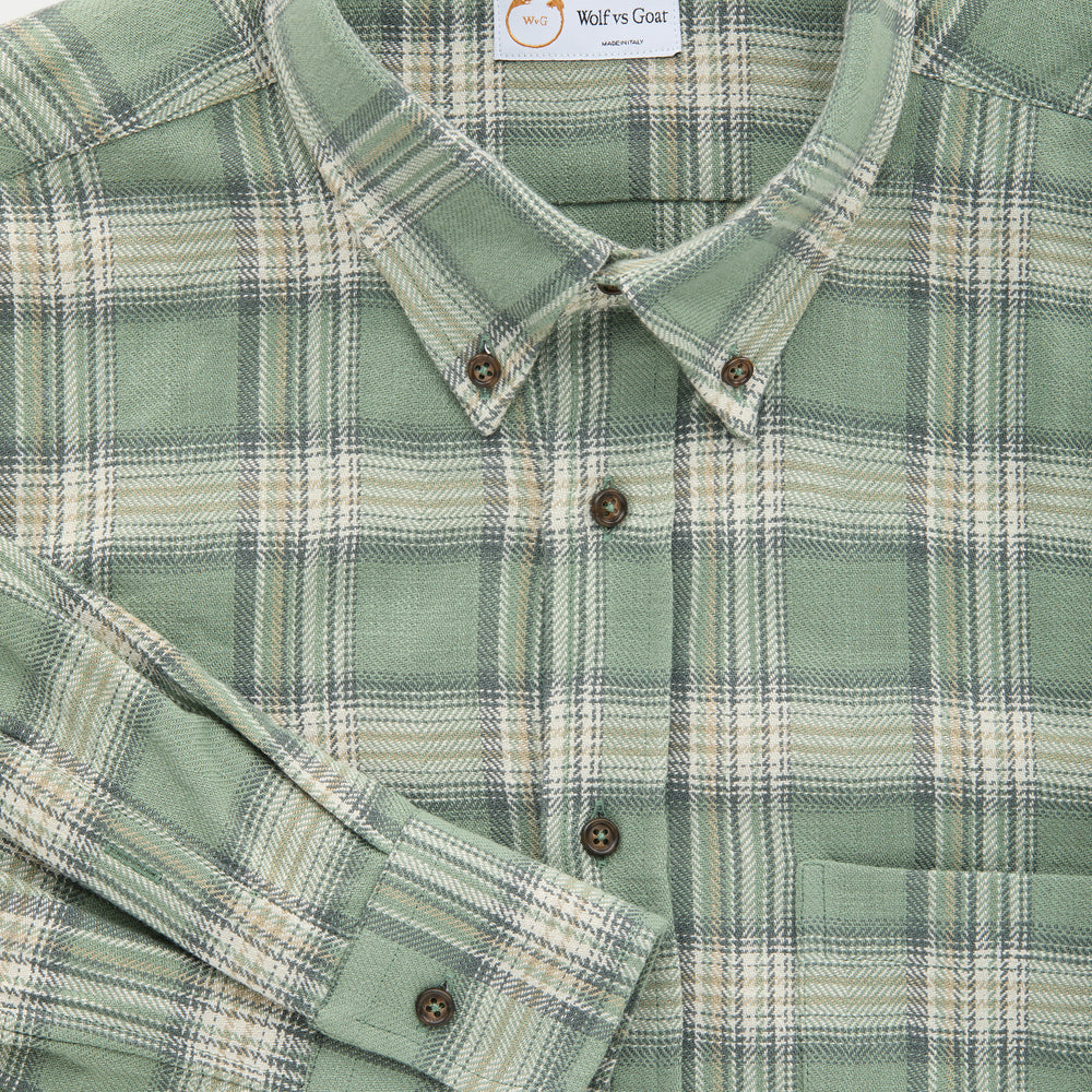 
                  
                    Long Sleeve Regular After-Dinner Button Down Cotton Shirt Green Plaid
                  
                