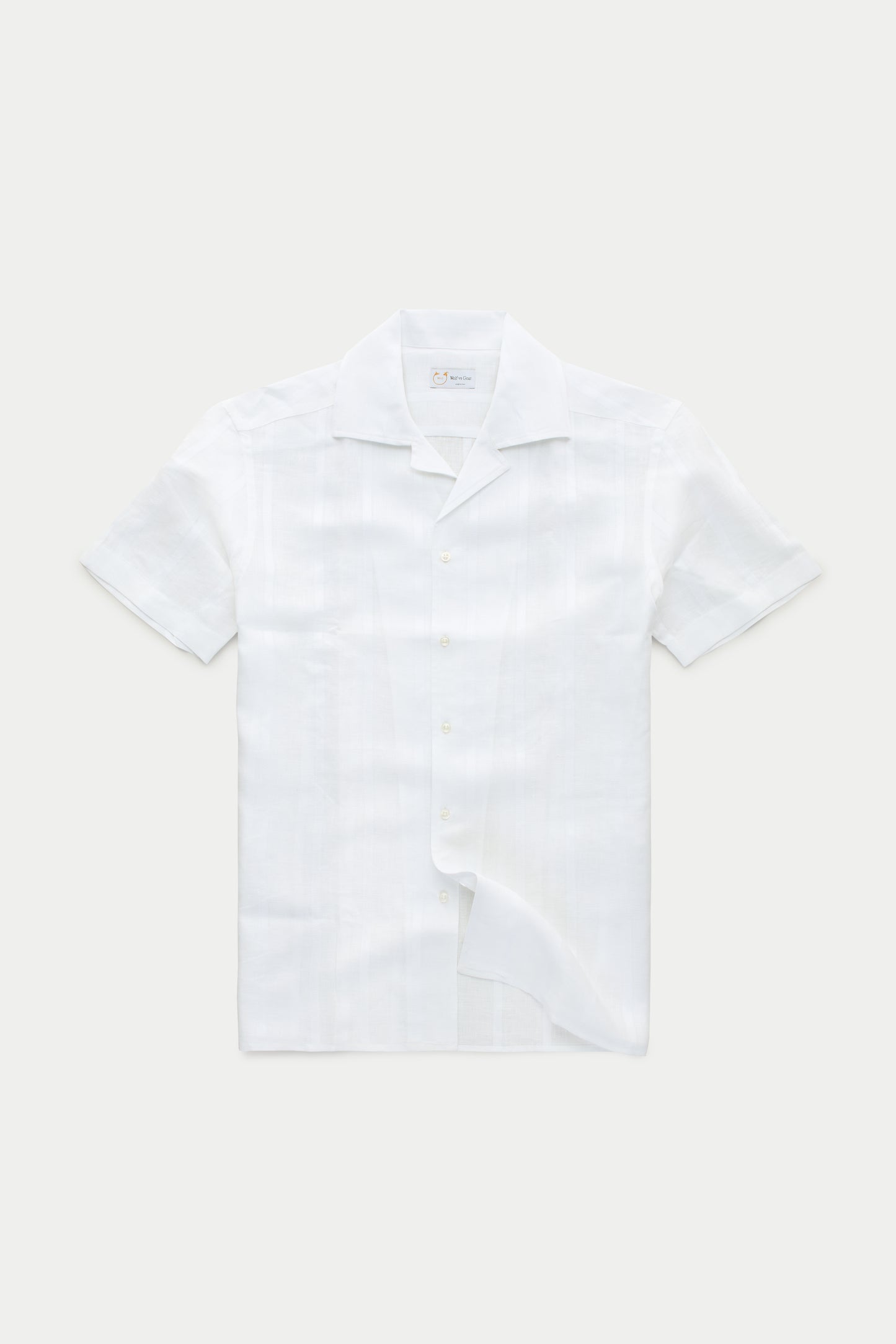 Linen Bowling Shirt Sahara White with Patterns