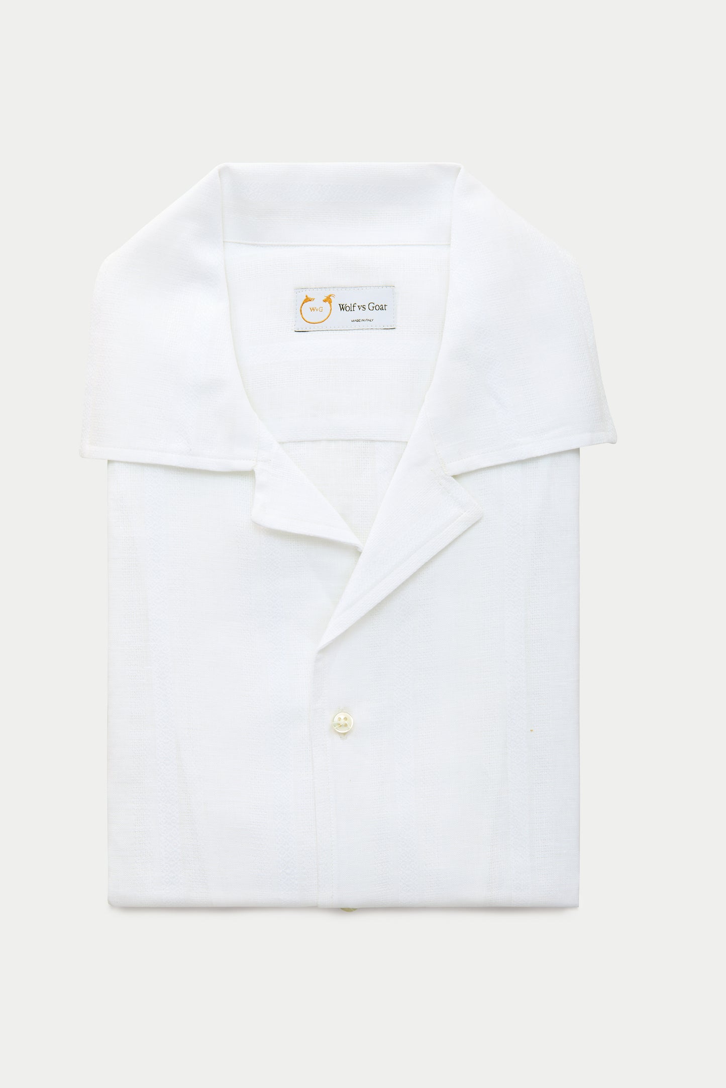 Linen Bowling Shirt Sahara White with Patterns