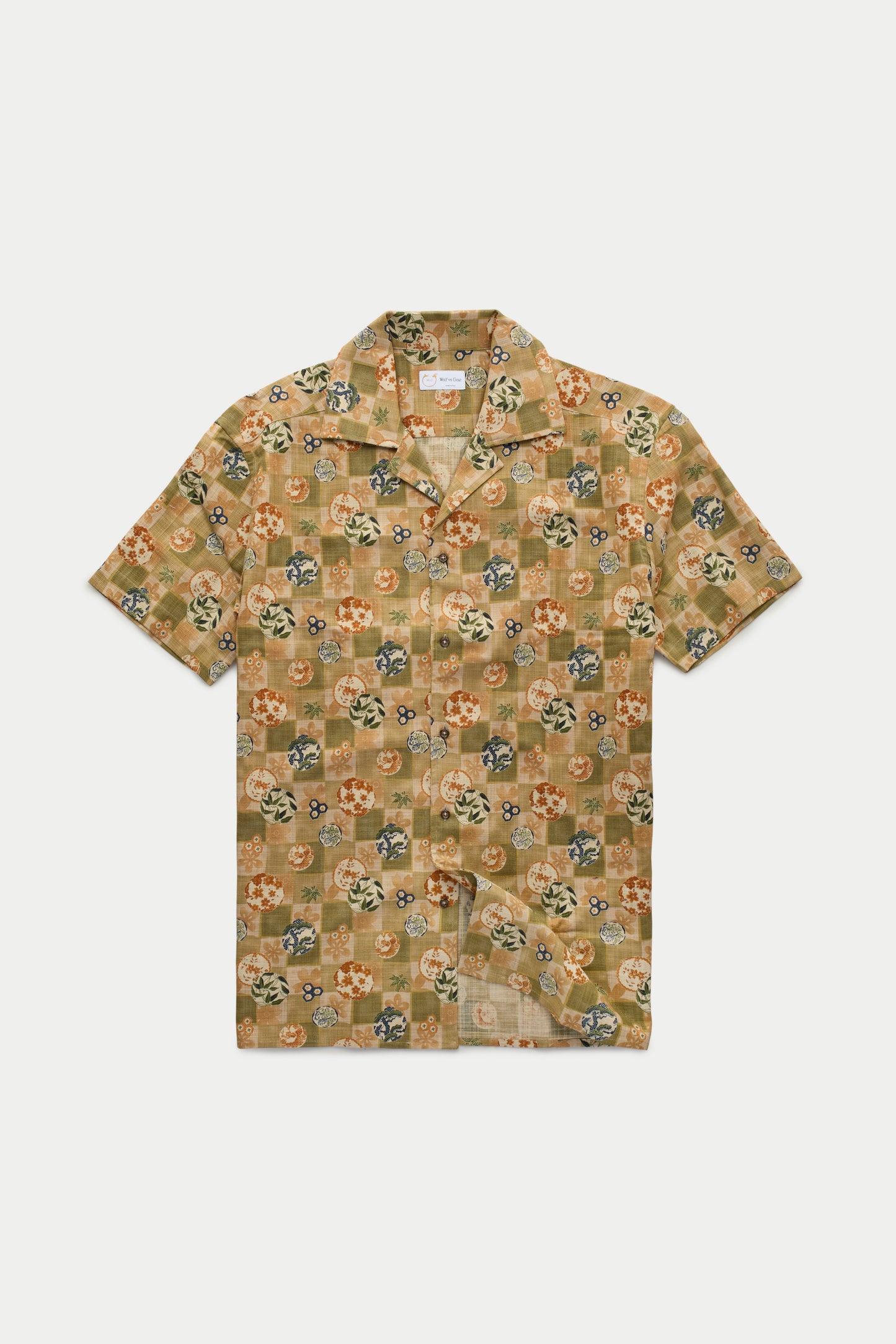 Cotton Bowling Shirt Green Patchwork