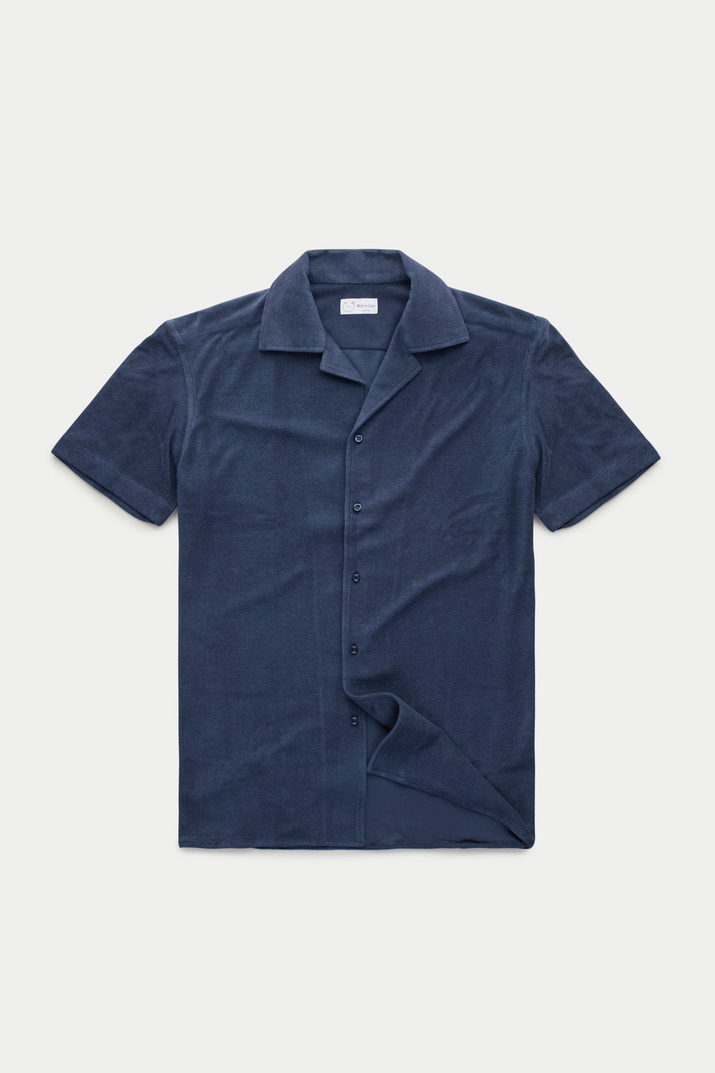 French Terry Towelling Bowling Shirt Navy