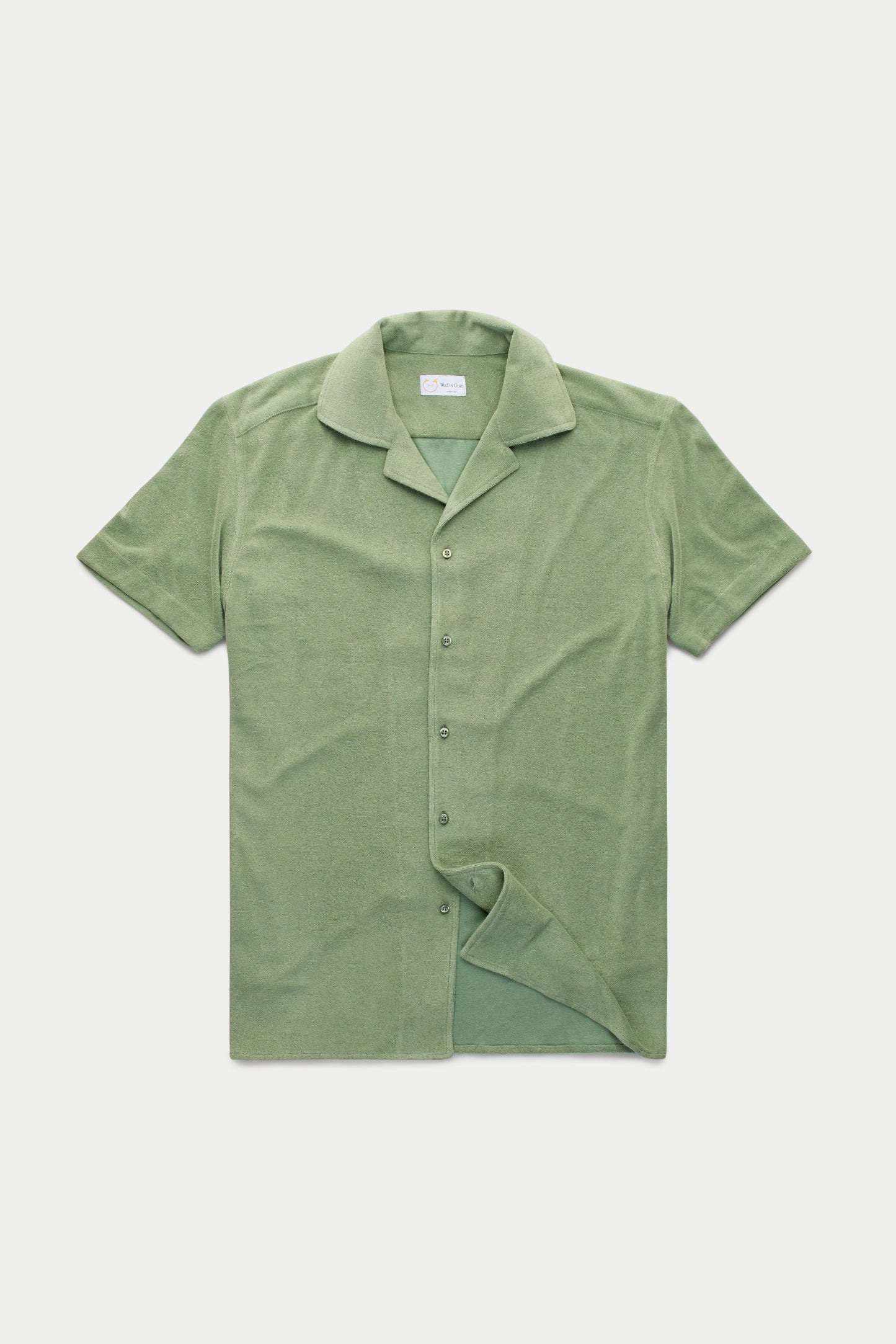 French Terry Towelling Bowling Shirt Sage