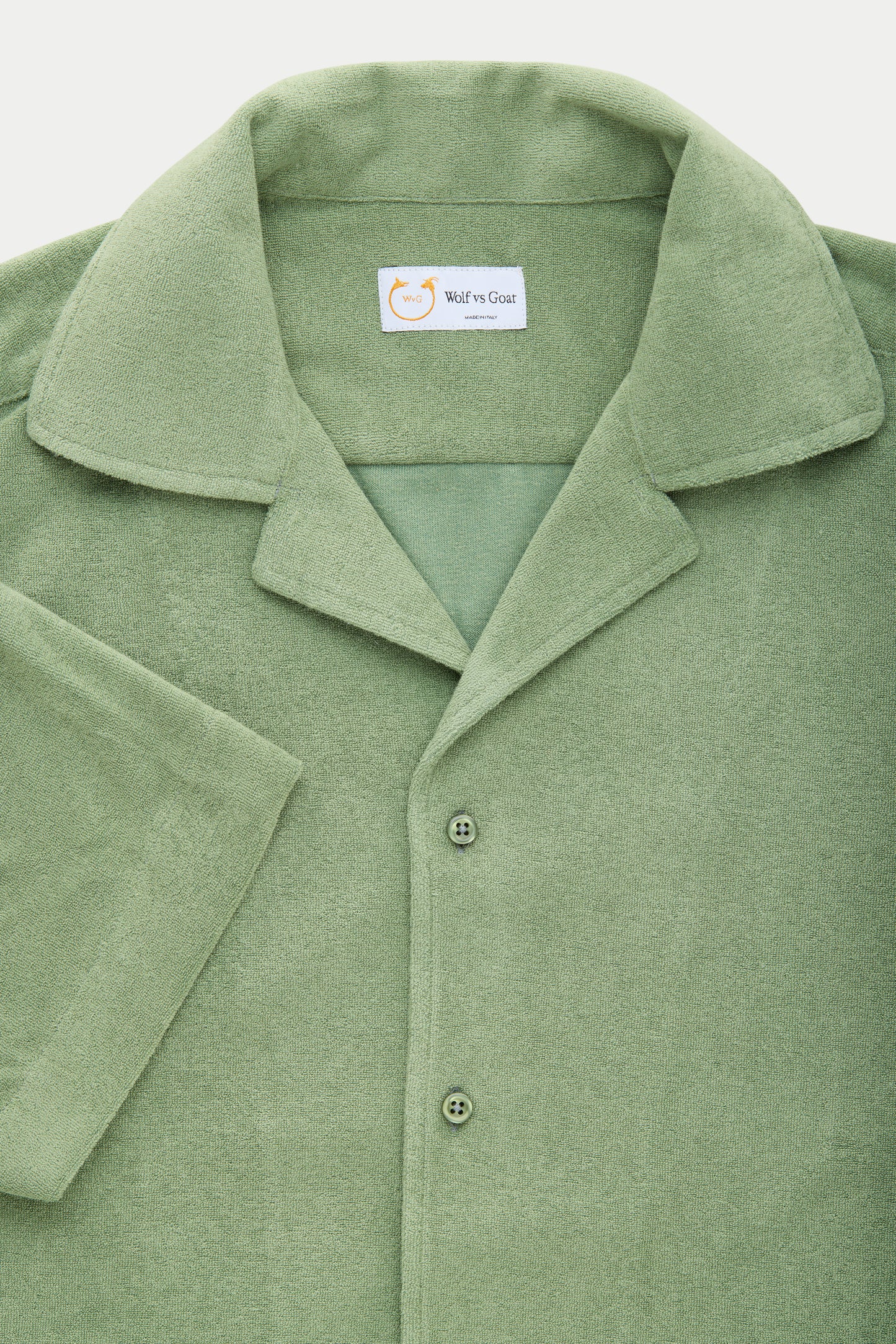 French Terry Towelling Bowling Shirt Sage