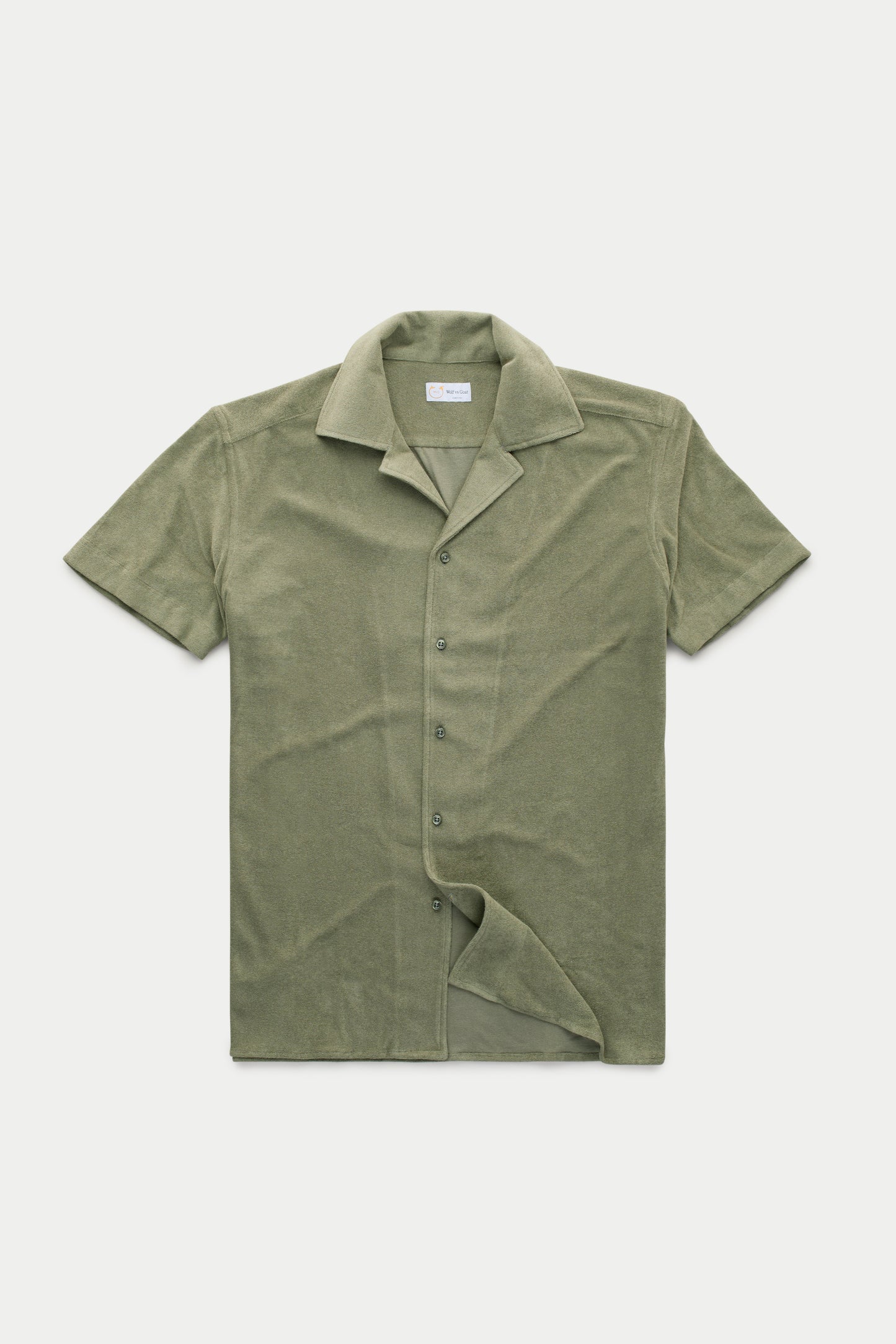 French Terry Towelling Bowling Shirt Dark Olive