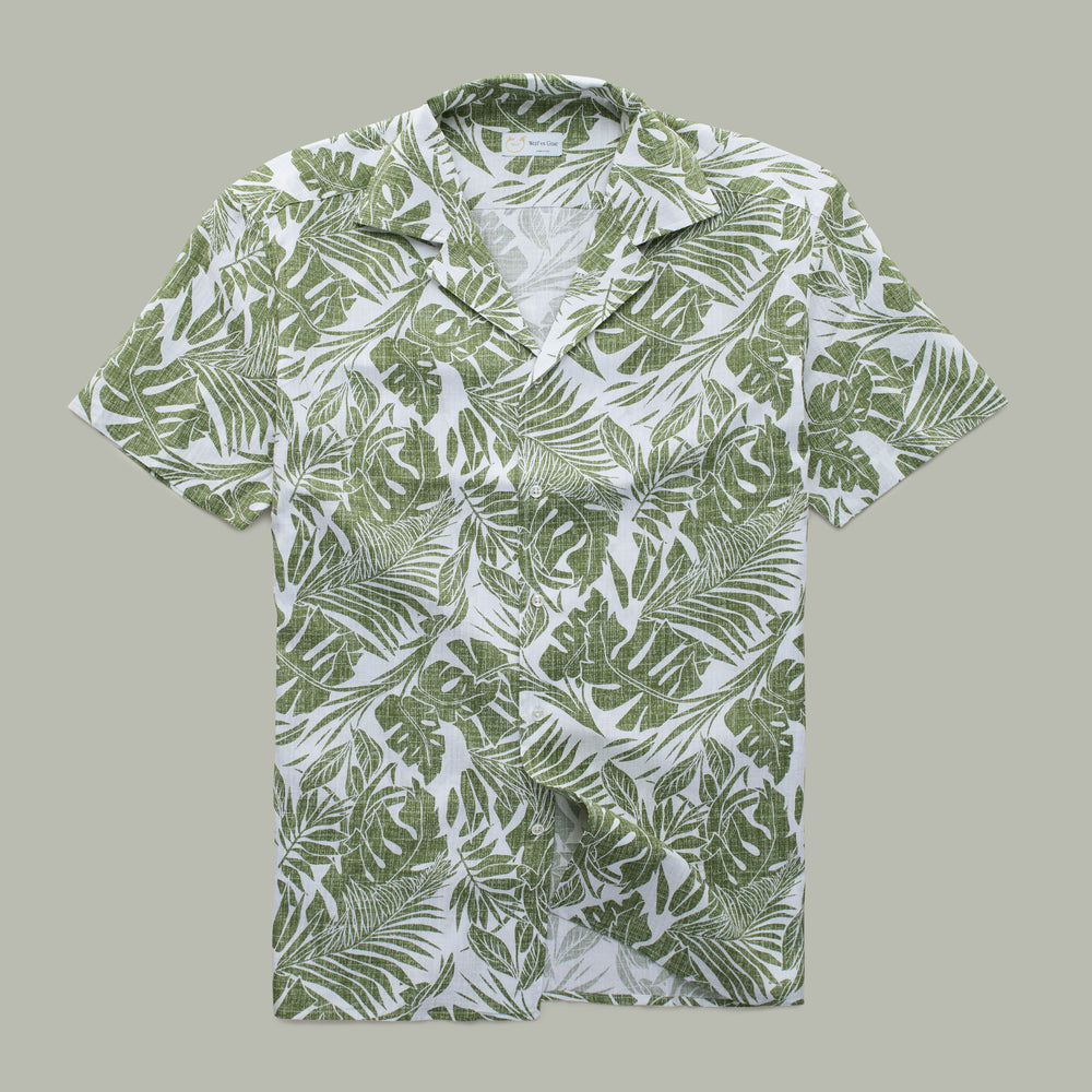 
                  
                    Linen Cotton Bowling Shirt Green Palms
                  
                