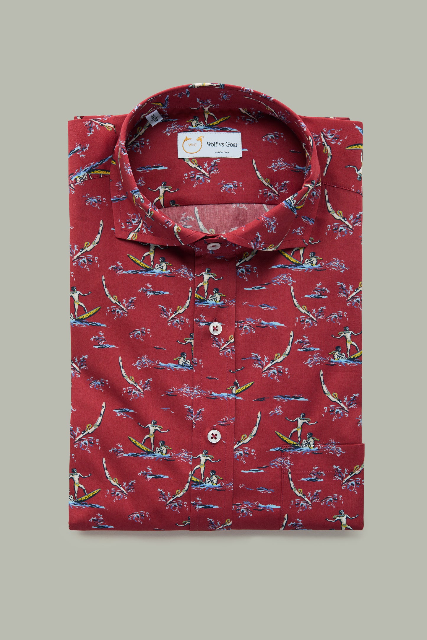 Cotton Short Sleeve After-Dinner Button Up Shirt Red Surfers