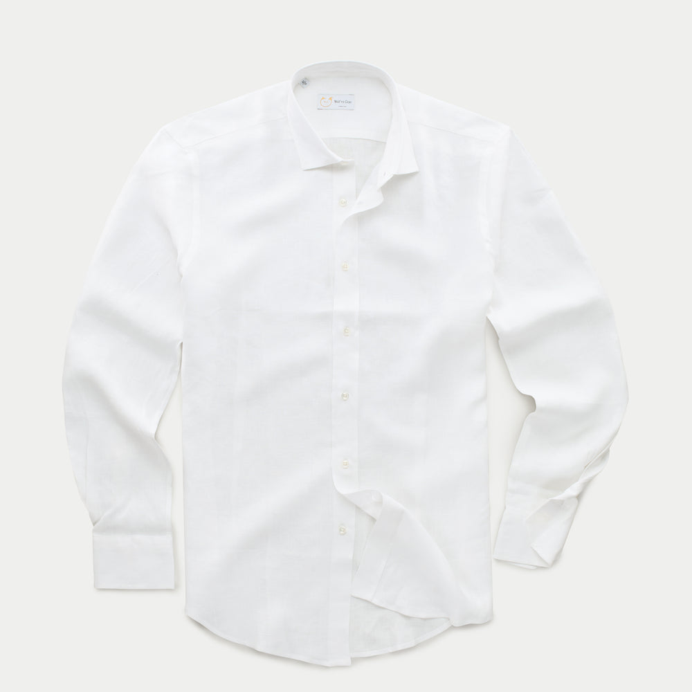 Slim Long Sleeve Linen Shirt White