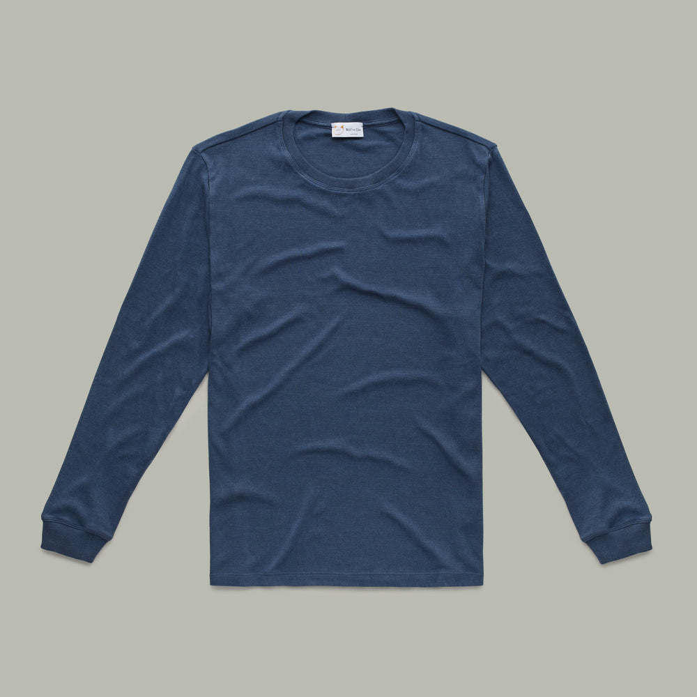 Heavy weight Bamboo Sorona Interlock Long Sleeve Crew Navy