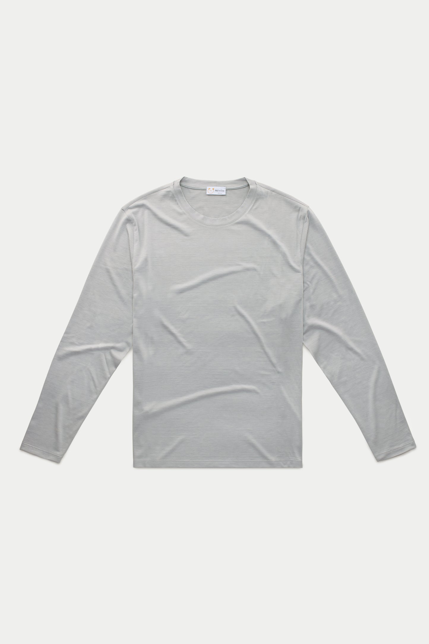 Silk Cotton Long Sleeve Crew Neck T-Shirt Grey