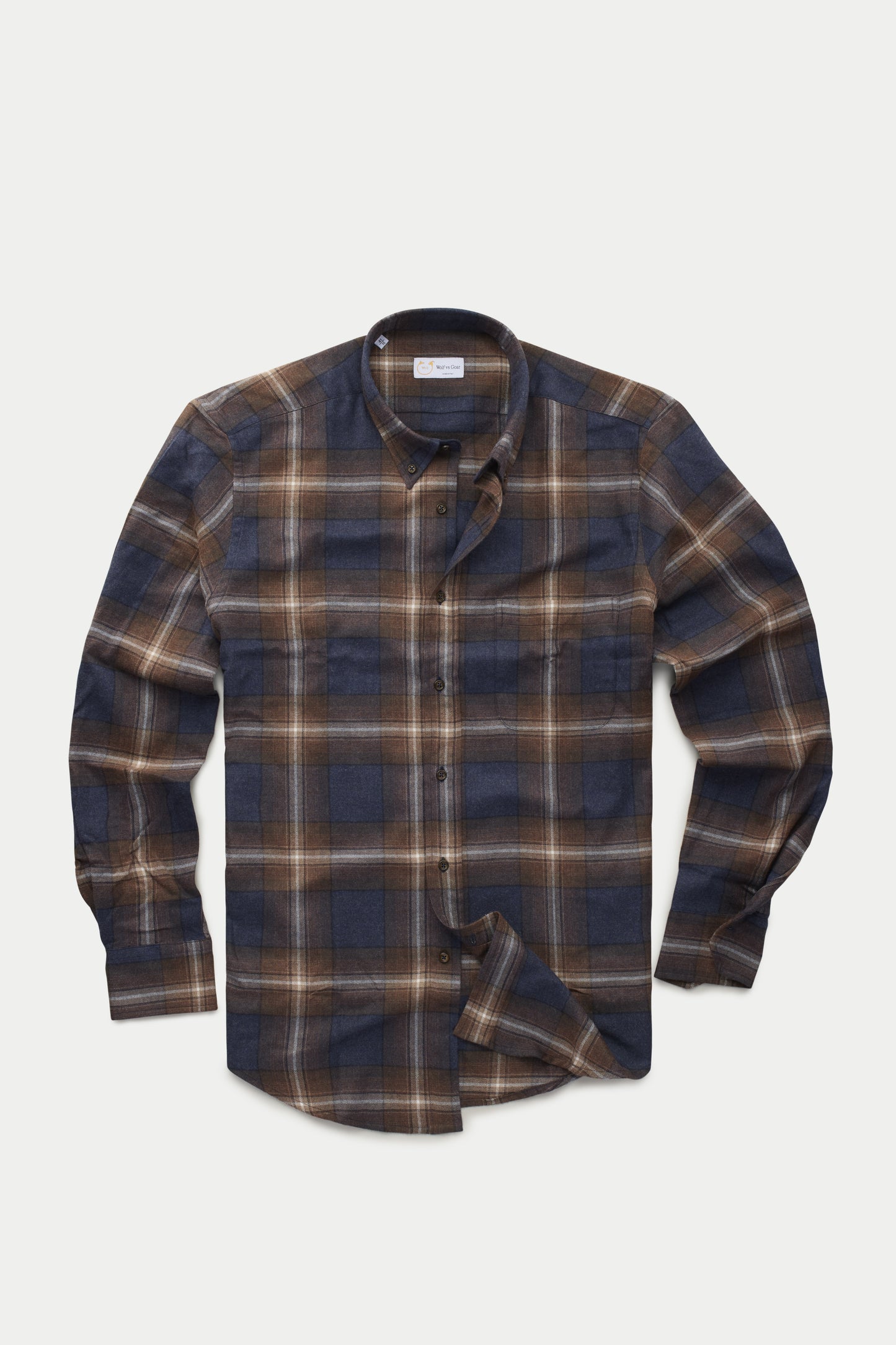 Long Sleeve Regular Button Down Shirt Brown Plaid