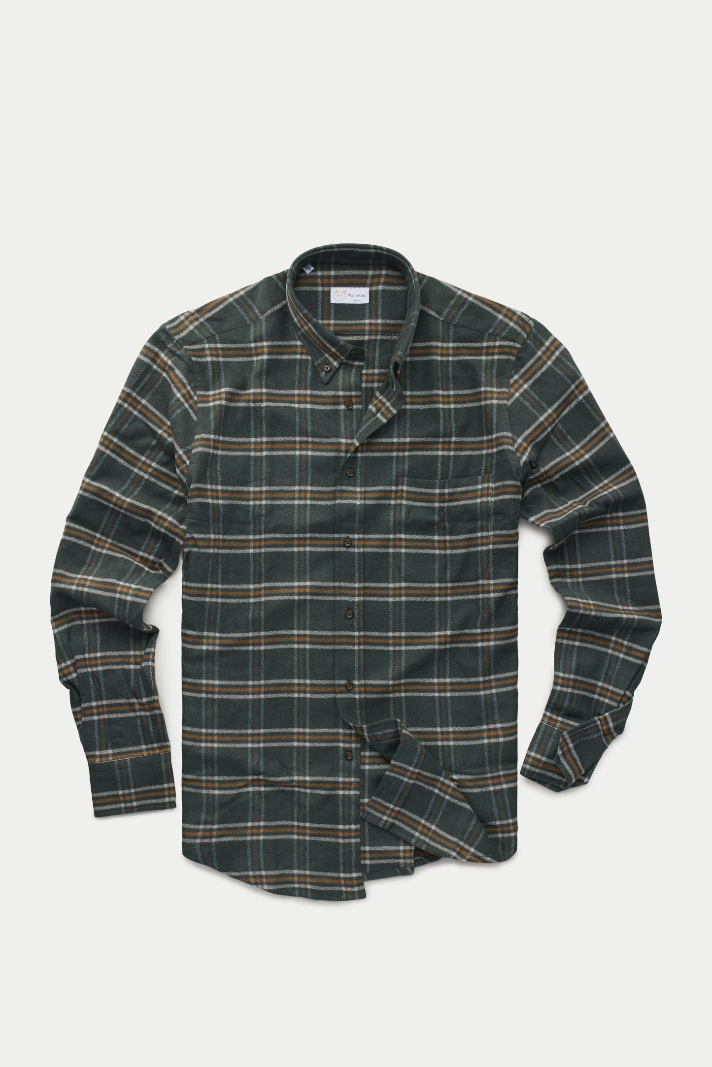 Long Sleeve Regular Button Down Shirt Green Plaid