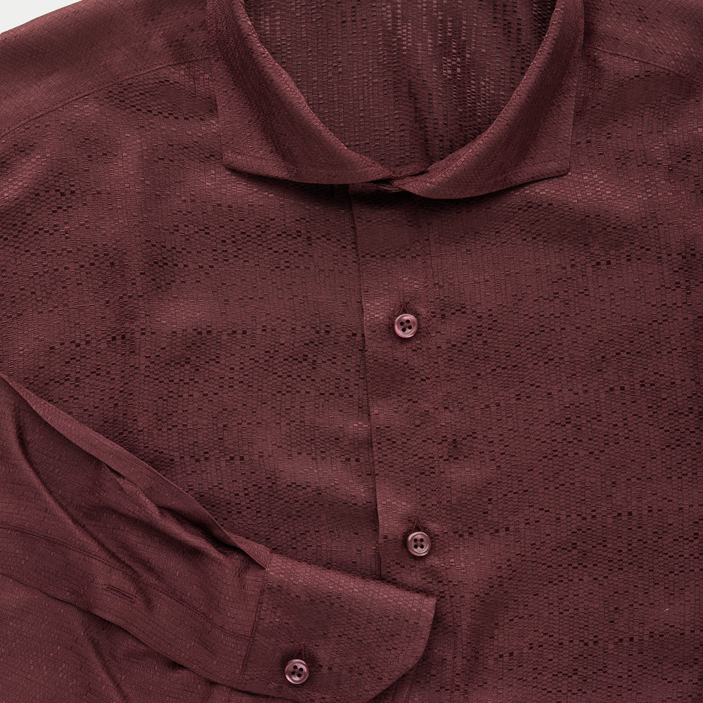 
                  
                    Long Sleeve Silk Jacquard Shirt Burgundy
                  
                