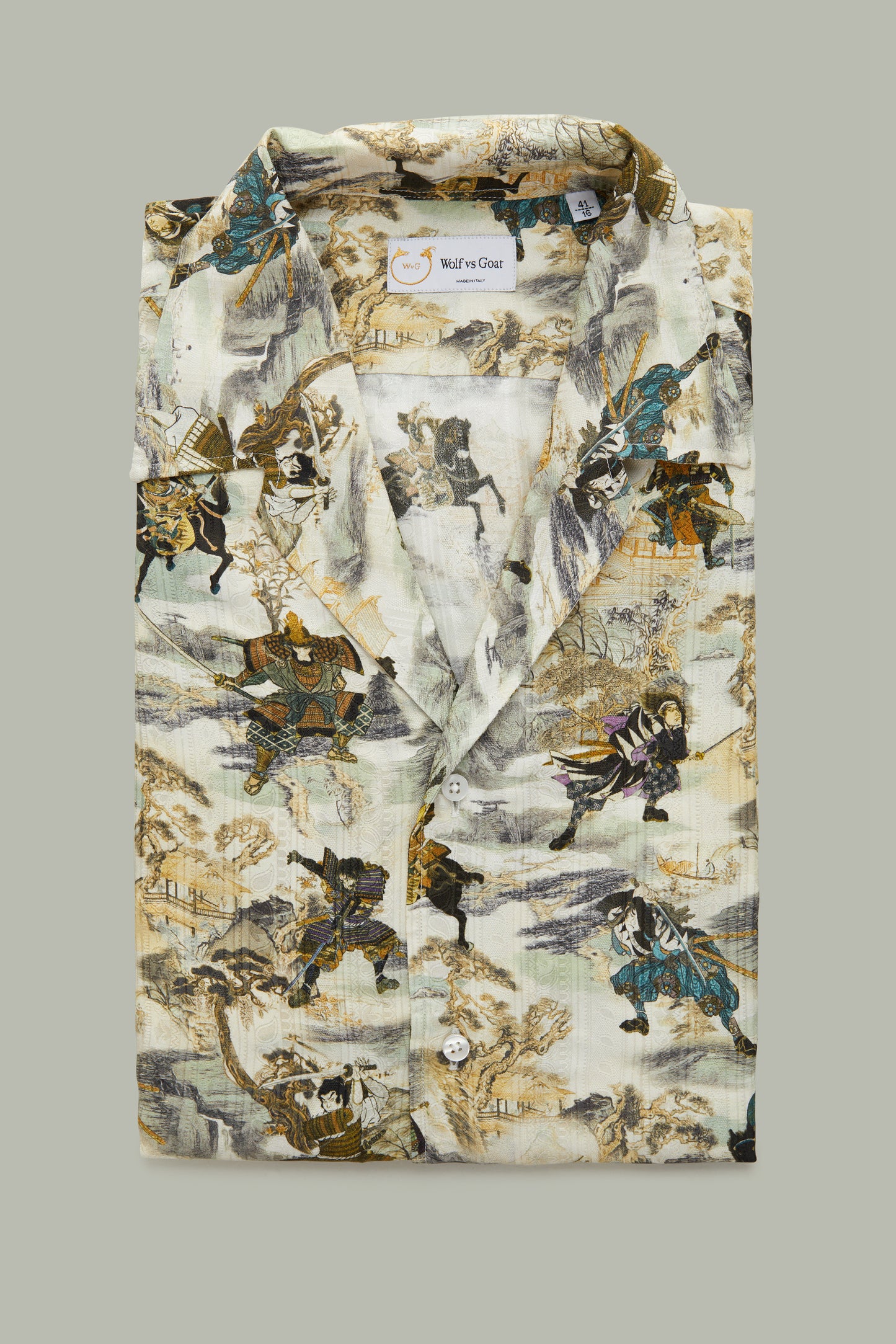 Silk Bowling Shirt Samurai Print