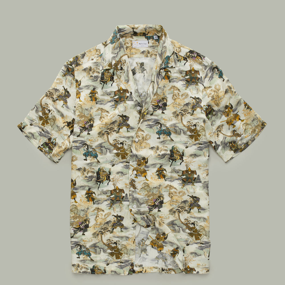 
                  
                    Silk Bowling Shirt Samurai Print
                  
                