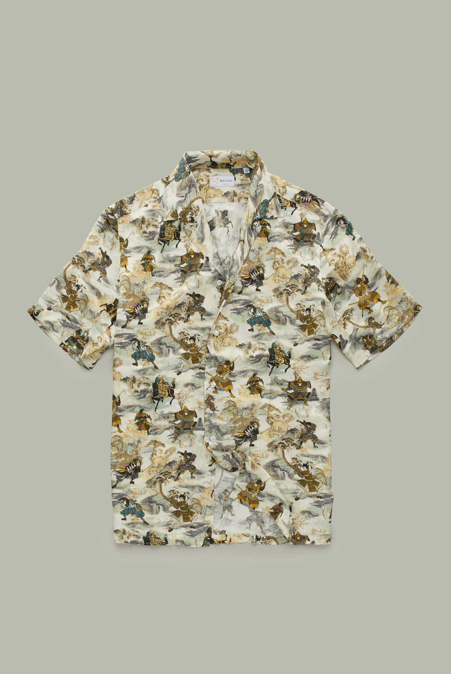 Silk Bowling Shirt Samurai Print