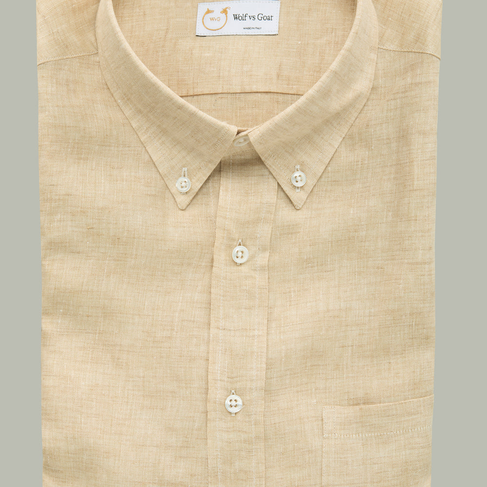 
                  
                    Linen Short Sleeve Button Down Collar Khaki
                  
                