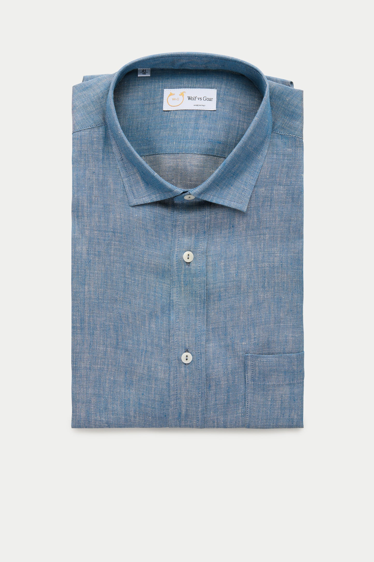 Regular Short Sleeve Linen Shirt Chambray Blue