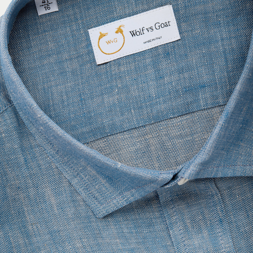 
                  
                    Regular Short Sleeve Linen Shirt Chambray Blue
                  
                