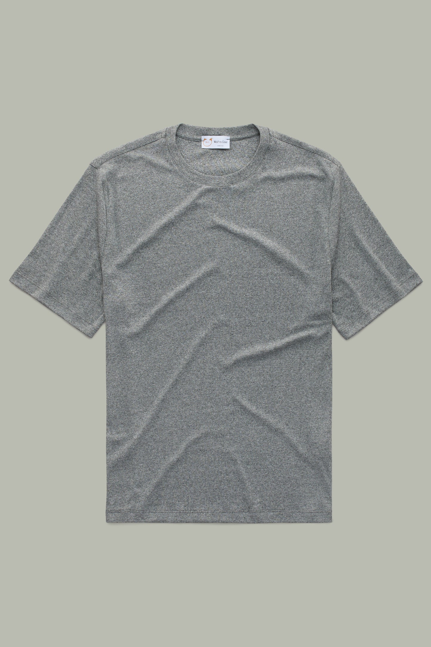 Japanese Cotton Poly Short Sleeve Crew Neck Speckled Gray