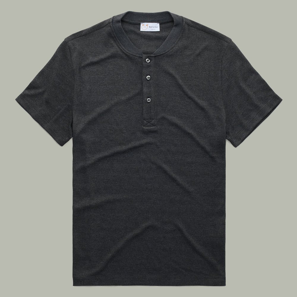 Henley Short Sleeve Bamboo Sorona Interlock Black