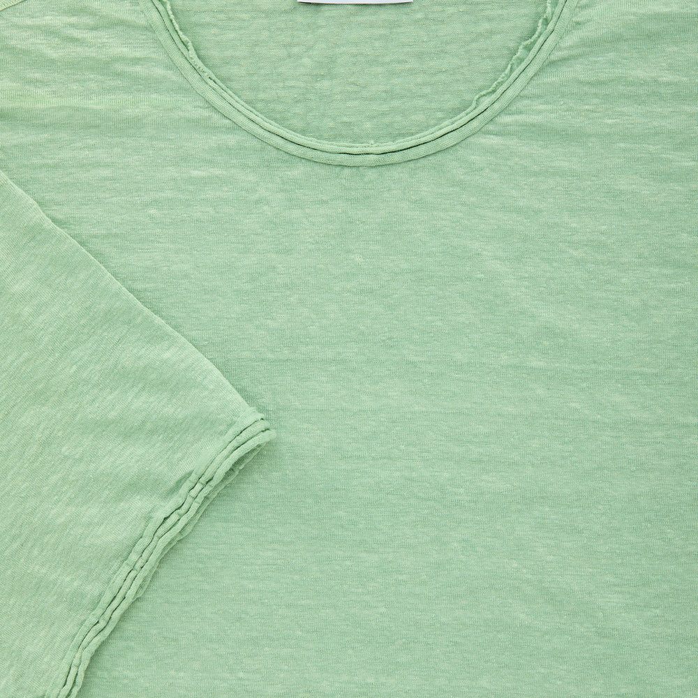 Short Sleeve Linen Roll Neck Tee Shirt Desert Sage