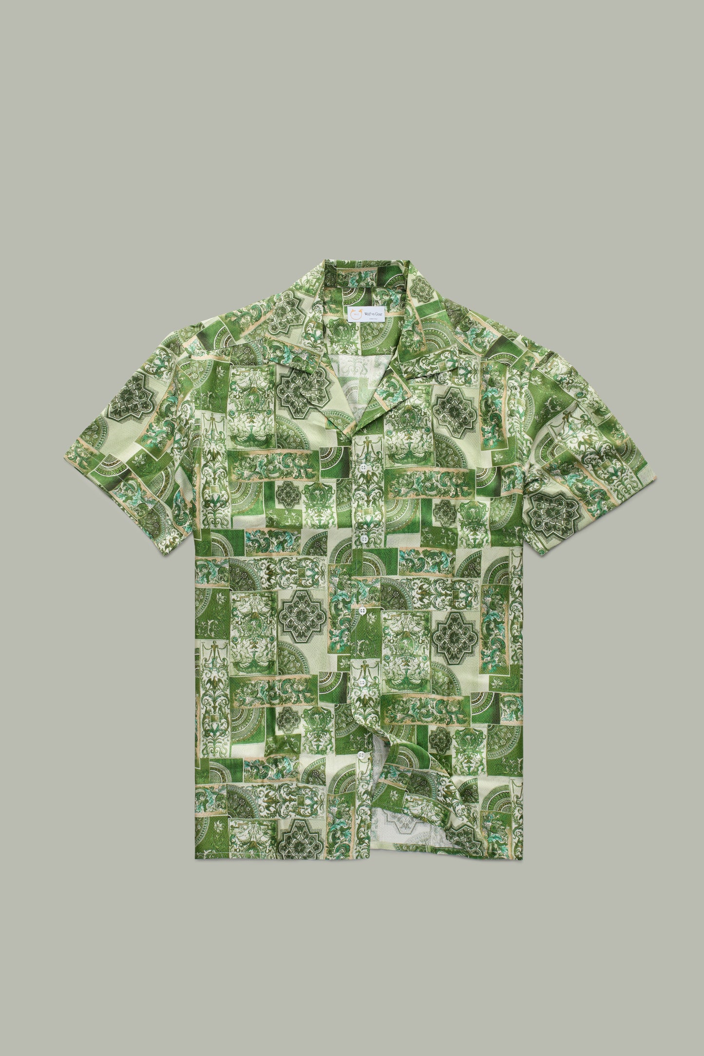 Silk Bowling Shirt Green Baroque