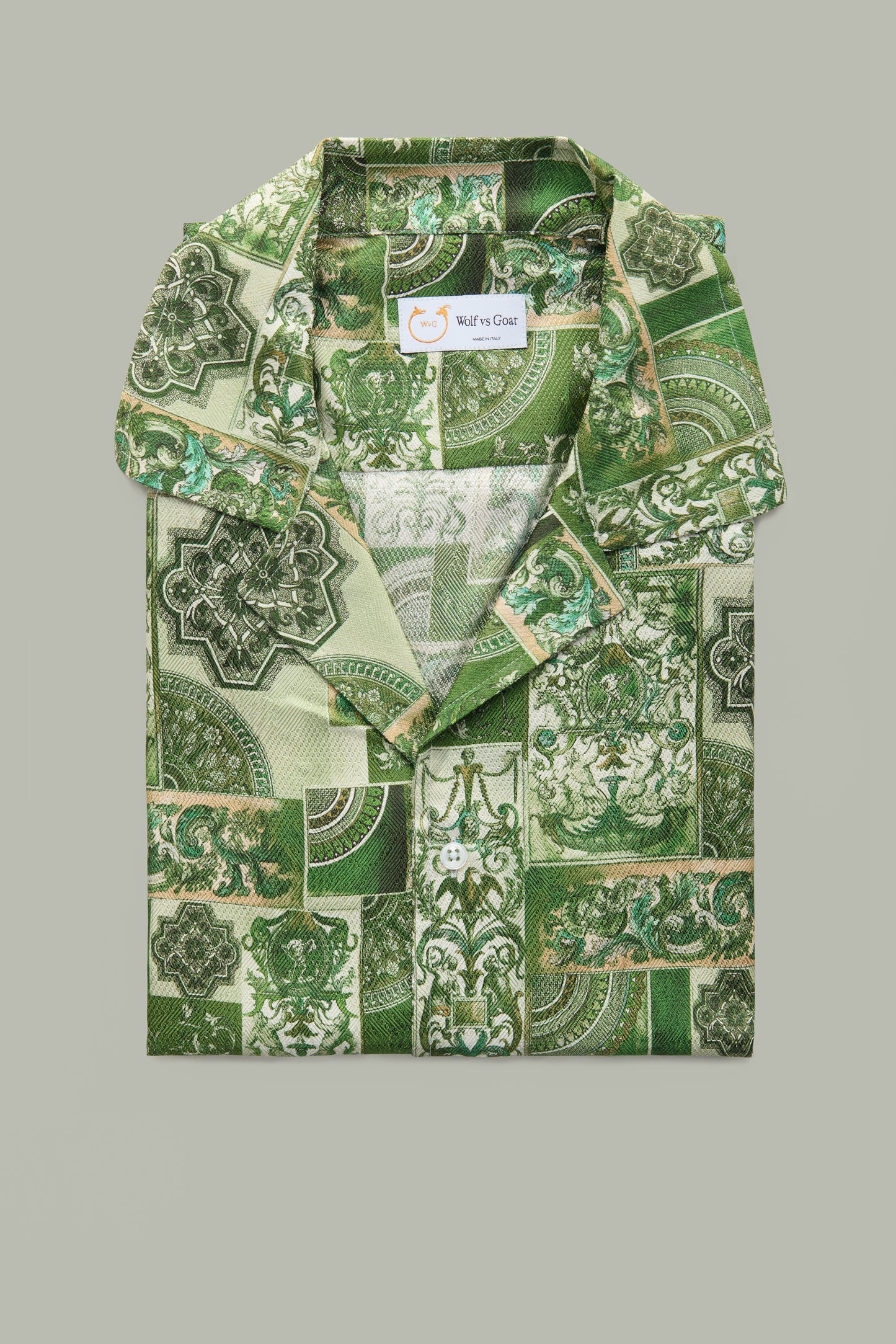 Silk Bowling Shirt Green Baroque