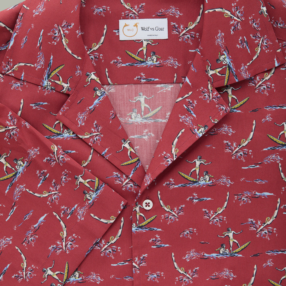 
                  
                    Cotton Poplin Bowling Shirt Red Surfers
                  
                