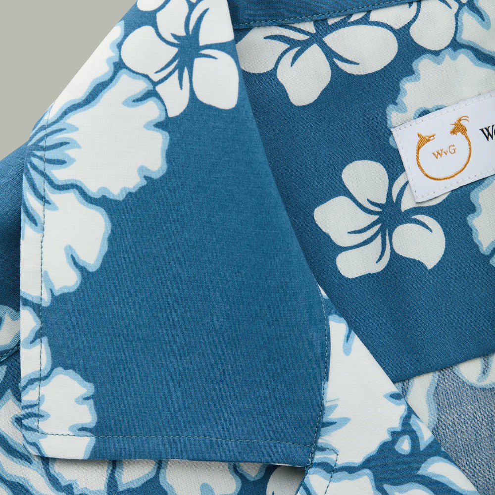 
                  
                    Cotton Bowling Shirt White Hibiscus Blue Background
                  
                